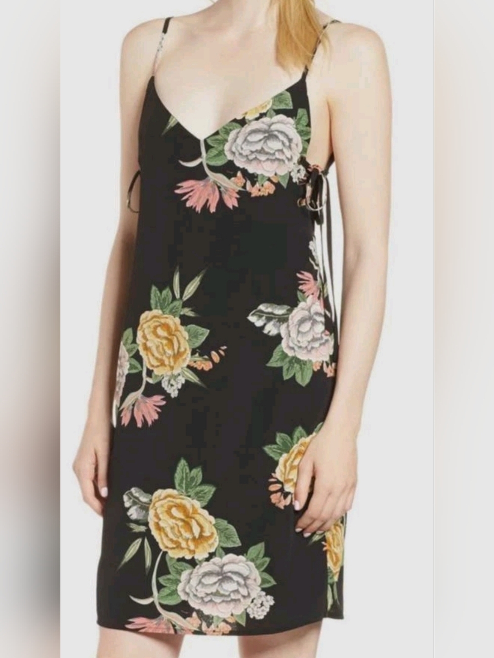 Bishop + Young Floral Print Lace Up Shift Dress Small
